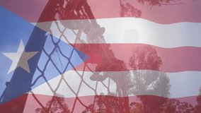 Man stepping onto rope ladder starting climb under pine grove, partner joining ascent for fitness. Adventure, teamwork, endurance, outdoor, fitness, nature, challenge - Powered by Shutterstock - Get 15% off with code: PIKWIZARD15