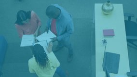 Colleagues opening code folder and pointing highlights by exchanging sheets near laptop for review. Collaboration, teamwork, brainstorming, innovation, progress, analysis, communication - Powered by Shutterstock - Get 15% off with code: PIKWIZARD15