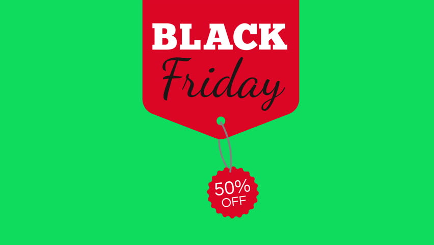 black friday red tag sticker animation on green screen chroma key background video footage