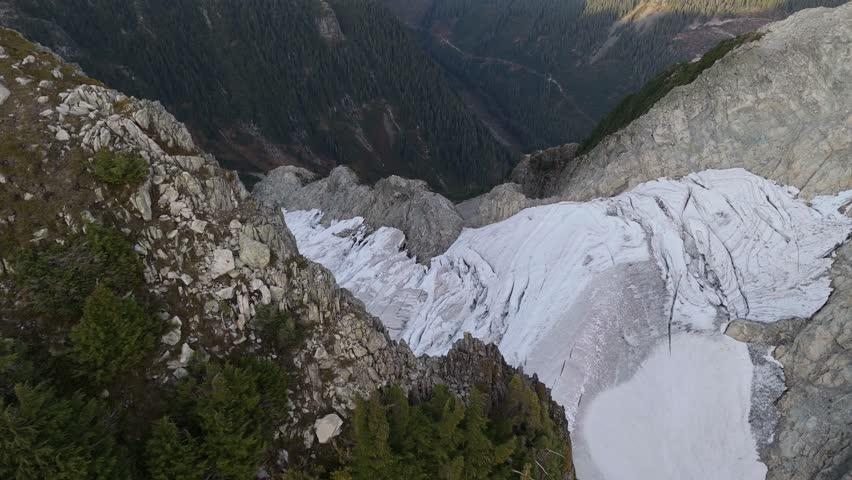 Stunning Aerial View of a Massive Glacier in the Remote British Columbia Mountains of Canada