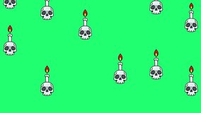 Halloween Candles burning on skull on green screen background. - Powered by Shutterstock - Get 15% off with code: PIKWIZARD15