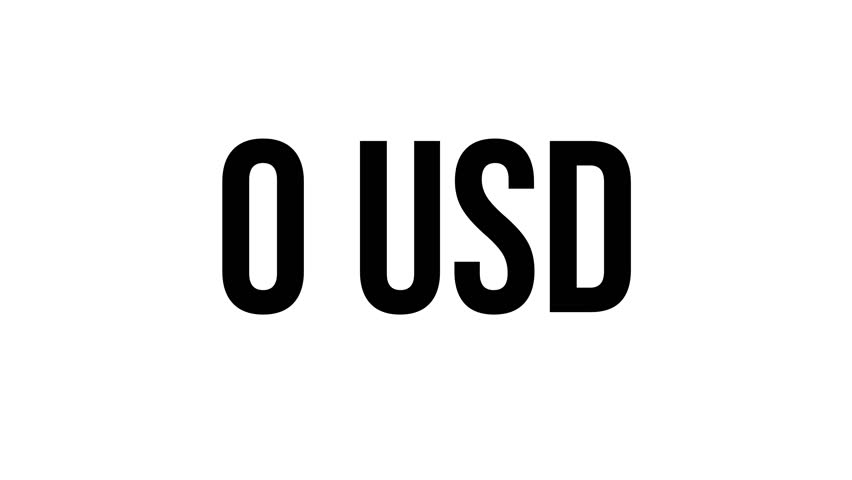 flaying number with usd dollar counting text from 0 to 8000 usd with black ink drops on a white background
