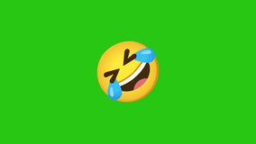 Laughing face emoji isolated on a solid green background. - Powered by Shutterstock - Get 15% off with code: PIKWIZARD15