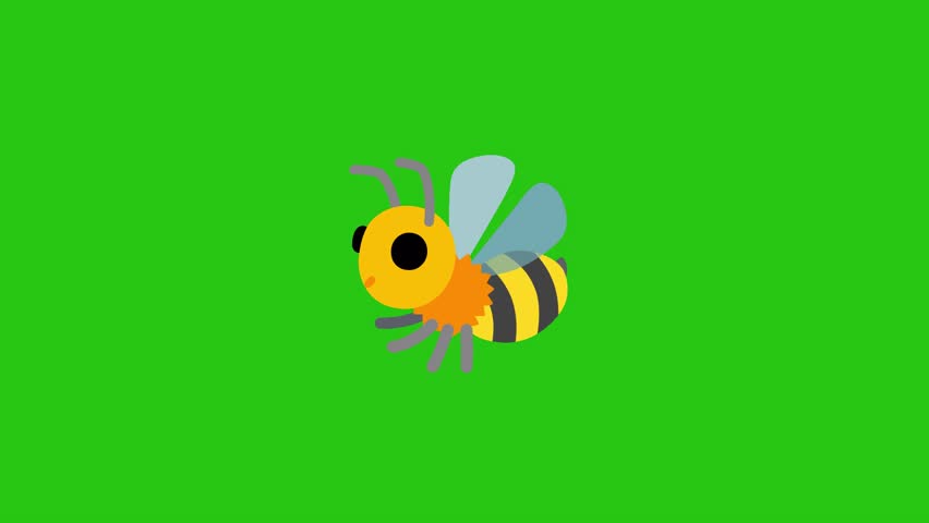 Simple cartoon bee graphic design against a vibrant green backdrop.
