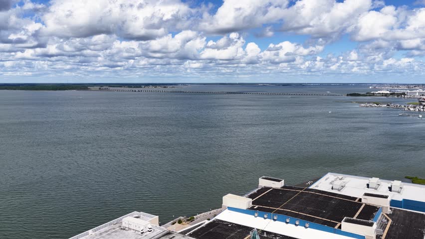 Ocean City Maryland USA - 8 31 2025: Aerial shot of boats sailing on the water in Ocean City Maryland USA