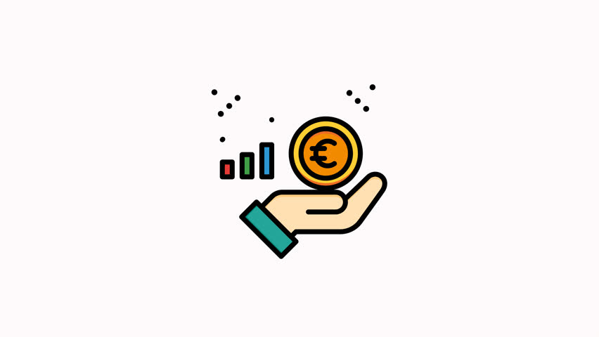 Animated hand holding euro coin next to growth charts, financial planning concept, investment strategy, wealth management, euro currency strength, stock market trends.
 - Powered by Shutterstock - Get 15% off with code: PIKWIZARD15