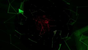 Professional 4K footage displaying green and red angular geometric structures colliding in technological space. Sharp triangular fragments create contrast representing system conflict, data processing - Powered by Shutterstock - Get 15% off with code: PIKWIZARD15