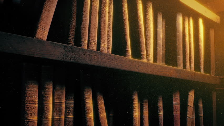 Old Books In Dusty Sun Glow, Knowledge, Wisdom Concept
