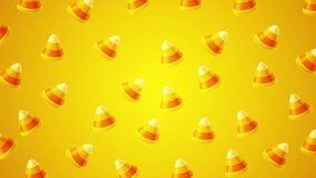 Animated background pattern for Candy Corn Day. Colorful candy corn candies float on a vibrant yellow orange gradient, creating a festive and cheerful fall celebration atmosphere. - Powered by Shutterstock - Get 15% off with code: PIKWIZARD15