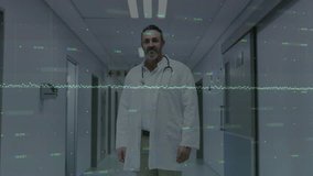 Male doctor sliding into pockets as globe hologram and data line forming to visualize data. Medical, healthcare, futurism, technology, innovation, professionalism, hospital - Powered by Shutterstock - Get 15% off with code: PIKWIZARD15