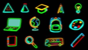 Animated glowing school collection set featuring backpack, books, stationery, and study tools. Perfect for education videos, classroom themes, e-learning, and creative academic projects. - Powered by Shutterstock - Get 15% off with code: PIKWIZARD15