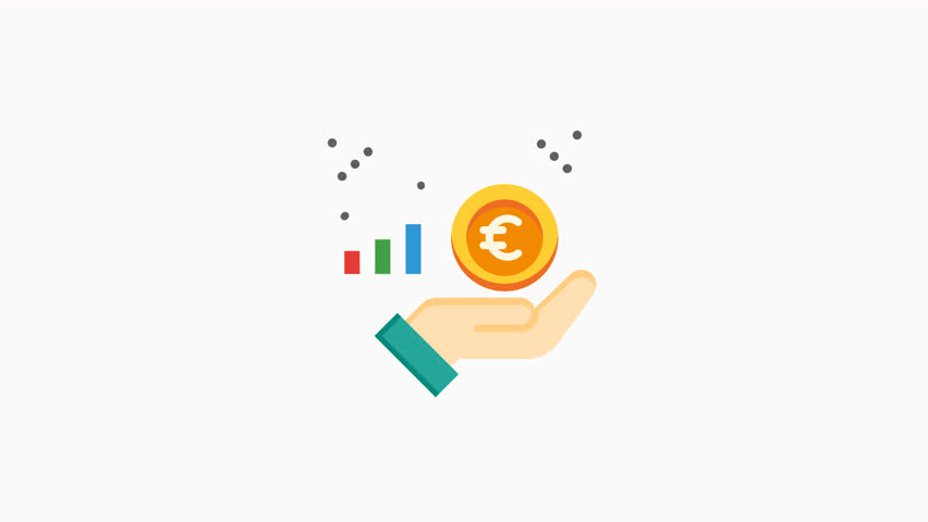 Animated hand holding euro coin next to growth charts, financial planning concept, investment strategy, wealth management, euro currency strength, stock market trends.
 - Powered by Shutterstock - Get 15% off with code: PIKWIZARD15