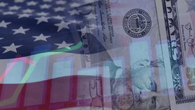 American bullish stock market trading graph in green color. United States dollars bill and USA flag on background. Economic growth. US economy chart. Stocks uptrend - Powered by Shutterstock - Get 15% off with code: PIKWIZARD15