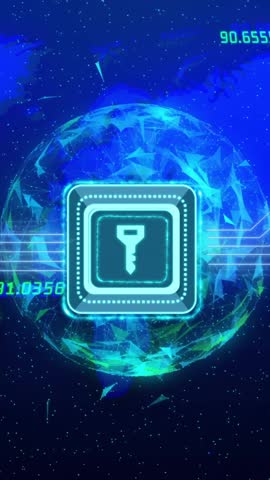 Animation of padlock icon and data processing over globe. Global cyber security, connections, computing and data processing concept digitally generated video.