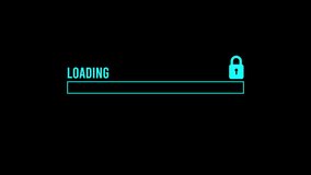 Cyberpunk neon loading bar progress bar with security lock icon, progress bar data binary code, cybersecurity protection concept, encrypted system processing UI interface on dark background, 4k video. - Powered by Shutterstock - Get 15% off with code: PIKWIZARD15