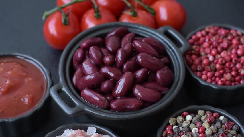 Red beans canned as an ingredient for cooking healthy or vegetarian food. Canned beans