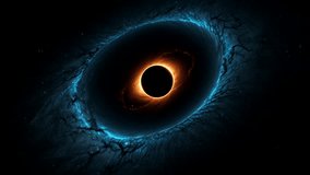 a black hole in outer space, with a very dark central ring surrounded by an orange-glowing accretion disk and gravitational effects that distort the surrounding space-time - Powered by Shutterstock - Get 15% off with code: PIKWIZARD15