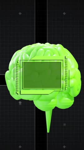 Animation of shapes moving over data processing and brain with ai text. Global technology and digital interface concept digitally generated video.