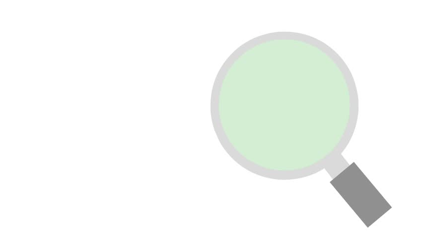 This digital asset features a minimalist animation of a magnifying glass symbolizing search, exploration, and discovery. Designed with a clean white background and soft pastel tones, this vector-based