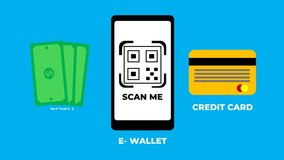 Seamless Digital Payments: Animated Smartphone with QR Code, E-Wallet, and Credit Card for Modern Transactions. - Powered by Shutterstock - Get 15% off with code: PIKWIZARD15