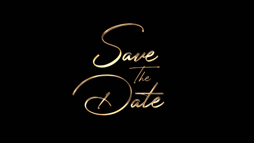 Save The Date featuring elegant gold foil calligraphy and decorative liquid splash elements an excellent choice for materials like wedding invitations formal event announcements or digital banners