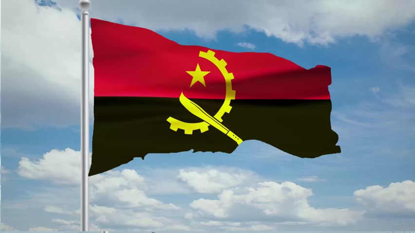 Angola Waving Flag Animation With Cloud Background