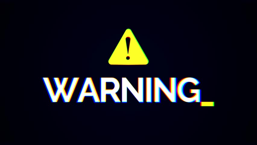 Warning Digital Glitch Text Animation with RGB Split Effect Chromatic Aberrations