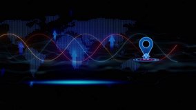 Digital world map with glowing blue dots and data streams, featuring a location pin icon and abstract light effects - Powered by Shutterstock - Get 15% off with code: PIKWIZARD15