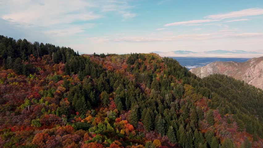 4K Aerial Autumn Fall Views of Snowbasin Ski Resort Utah Hiking