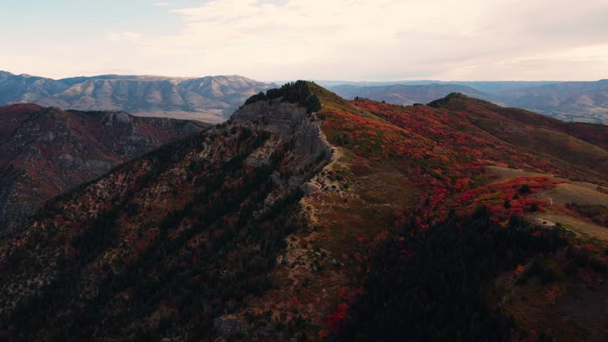 4K Aerial Autumn Fall Views of Snowbasin Ski Resort Utah Hiking