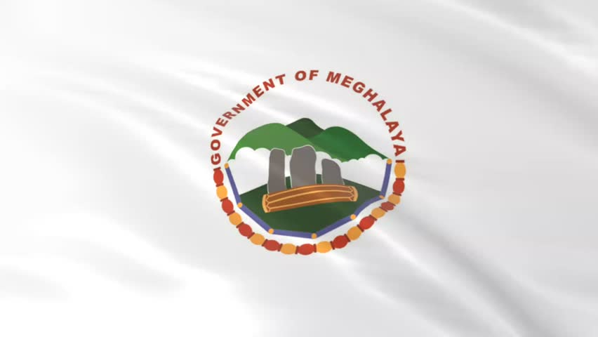 emblem flag of Meghalaya waving in the wind