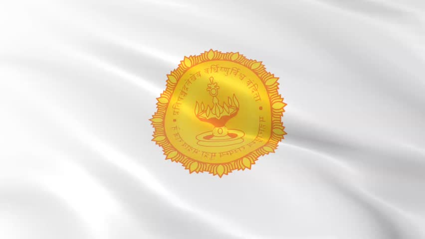emblem flag of Maharashtra waving in the wind