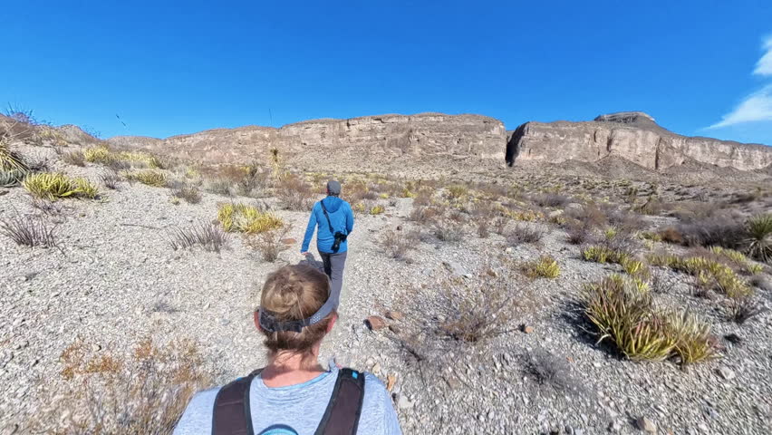 Hikers Traverse Dry Trail in Big Bend National Park