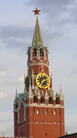 Kremlin building on red square in Moscow, Russia. Vertical footage
