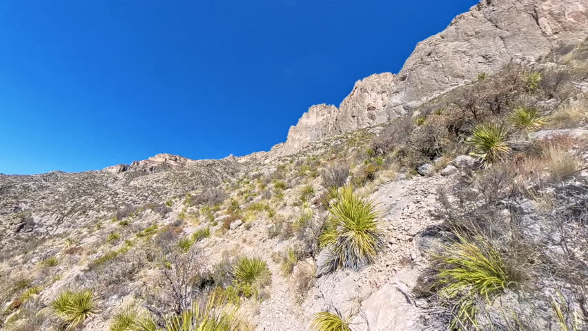 Hiking Uphill on the Permian Reef Basin Trail in Guadalupe Mountains National Park