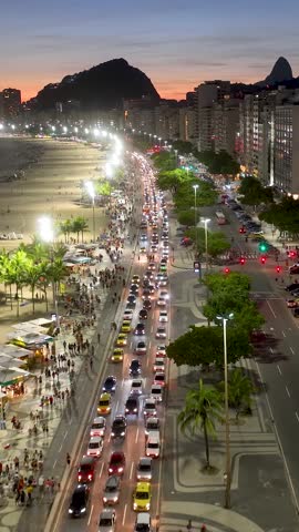 Copacabana Avenue At Downtown Rio De Janeiro In Rio De Janeiro Brazil. Travel Destination. Cityscape Traffic. Downtown Rio De Janeiro At Rio De Janeiro Brazil. Summer Travel. Road Traffic.