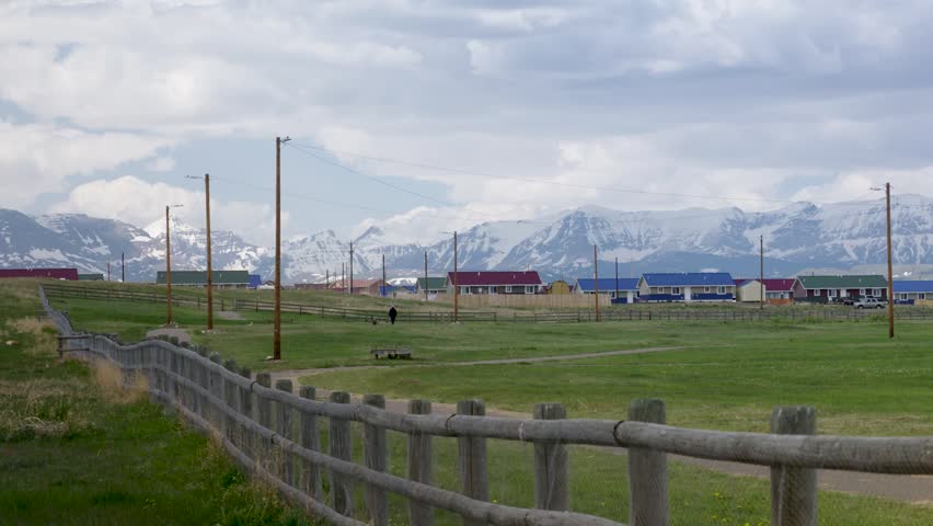 View of Browning City Surrounded by Prairie on the Blackfeet Reservation