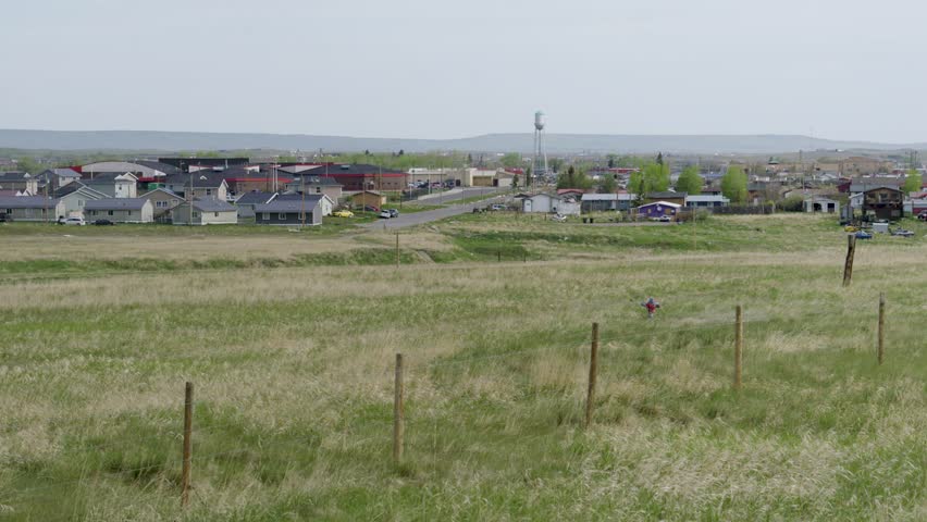 View of Browning City Surrounded by Prairie on the Blackfeet Reservation