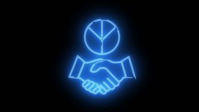 Glowing blue outlines of a handshake with a pie chart above against a black background - Powered by Shutterstock - Get 15% off with code: PIKWIZARD15
