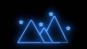 Neon blue mountains with four stars on a black background drawn with simple lines - Powered by Shutterstock - Get 15% off with code: PIKWIZARD15