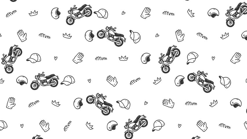 Happy Fathers Day white motorcycle helmet pattern featuring biker lifestyle, perfect for masculine and adventurous visuals. 4K video