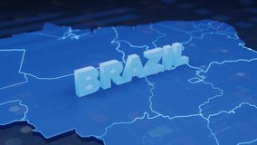 Brazil Map Futuristic Digital Background. A dynamic animation of Brazil's map with glowing text and futuristic UI elements. Ideal for local business, news, and tech. - Powered by Shutterstock - Get 15% off with code: PIKWIZARD15