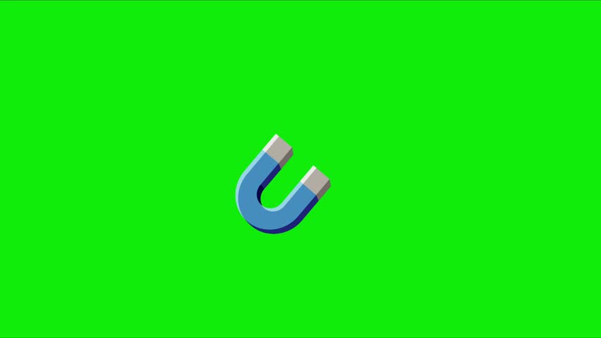 Magnet icon. Animation, green screen background. 