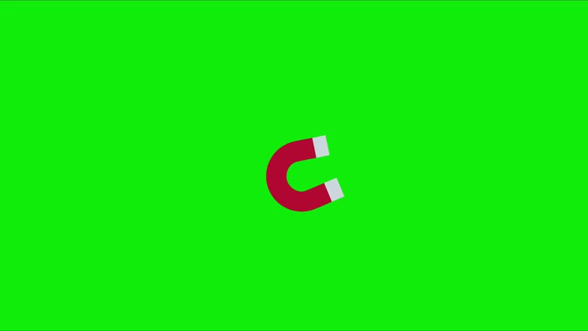 Magnet icon. Animation, green screen background. 
