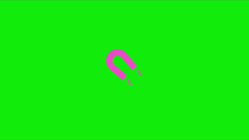 Magnet icon. Animation, green screen background. 
