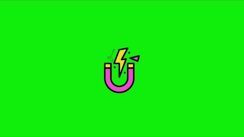 Magnet icon. Animation, green screen background. 