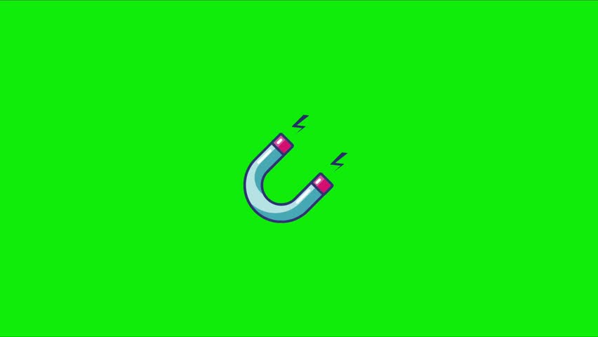 Magnet icon. Animation, green screen background. 