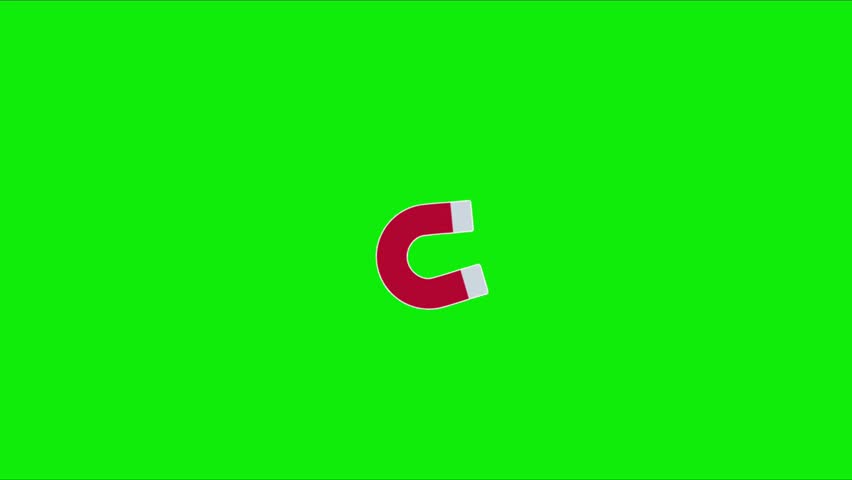 Magnet icon. Animation, green screen background. 