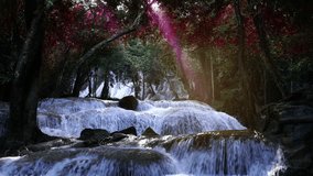 Mystical waterfall cascading over mossy cliffs surrounded by vibrant pink forest. Perfect for fantasy themes, magical landscapes, storybook settings, and creative art projects.
 - Powered by Shutterstock - Get 15% off with code: PIKWIZARD15