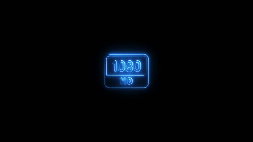 Blue Neon 1080 HD Logo on Black 1080p high definition